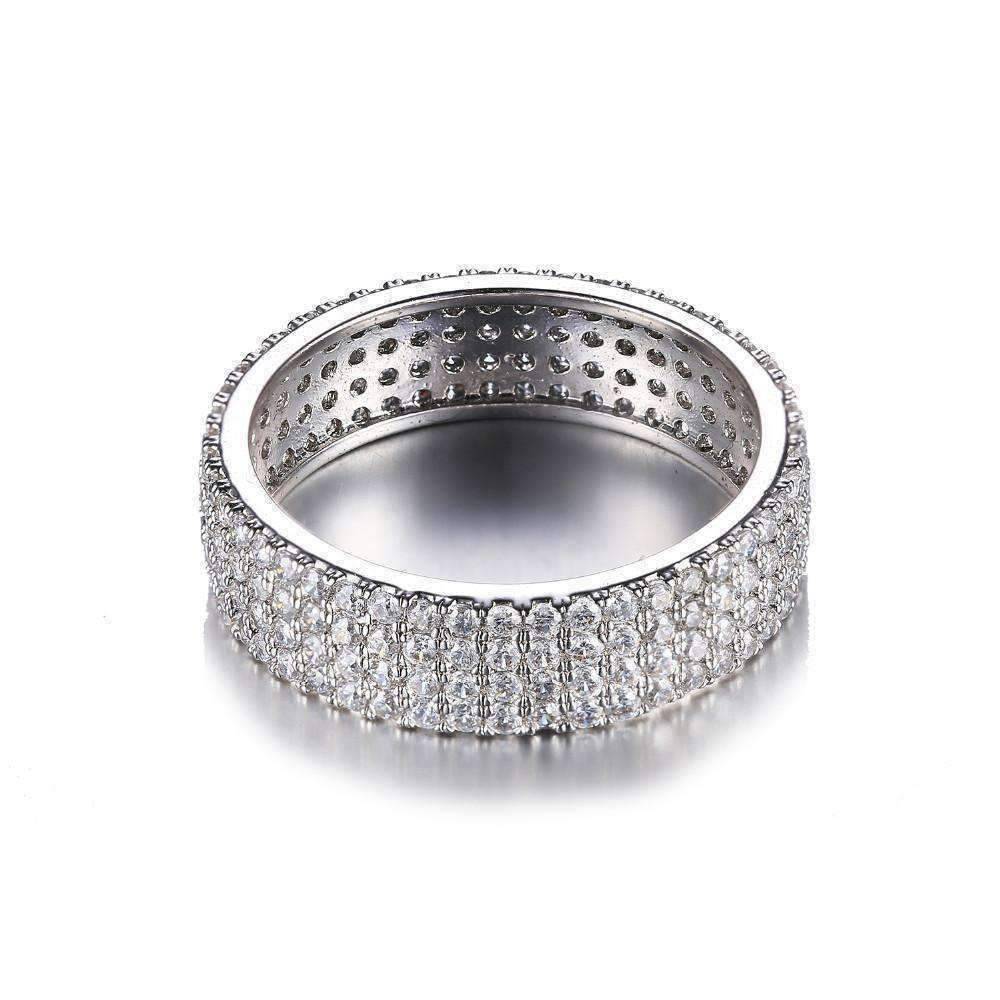 Feshionn IOBI Rings Silver Anniversary Micro Pavé Set Cubic Zirconia Wide Band Ring