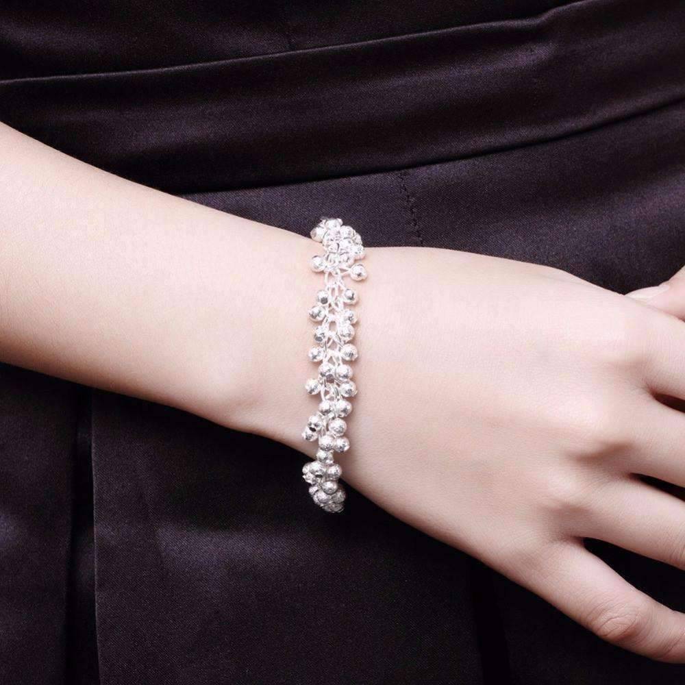 Feshionn IOBI Sets Tiny Dancing Beads Sterling Silver Necklace, Earrings and Bracelet Set