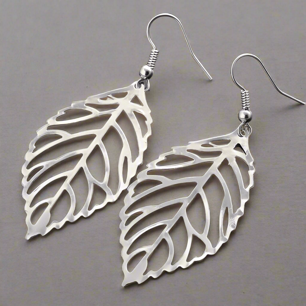 Feshionn IOBI Sets White Gold Earrings Seasons of Beauty Leaf Cut Out Necklace or Earrings