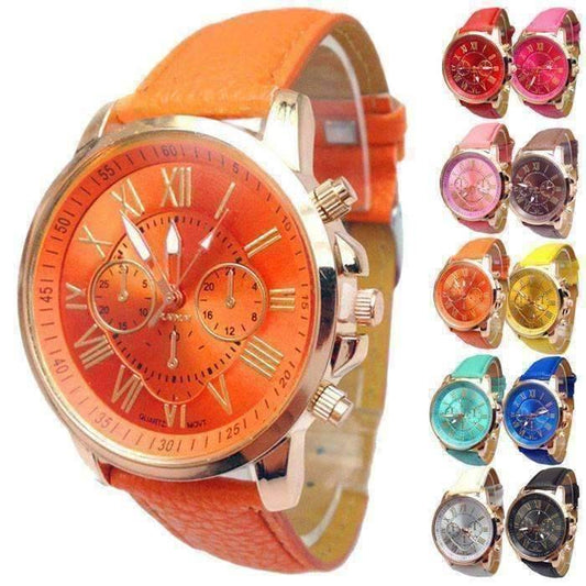 Feshionn IOBI Watches Orange CLEARANCE - Rose Gold Classic Geneva Watch - Choose Your Color