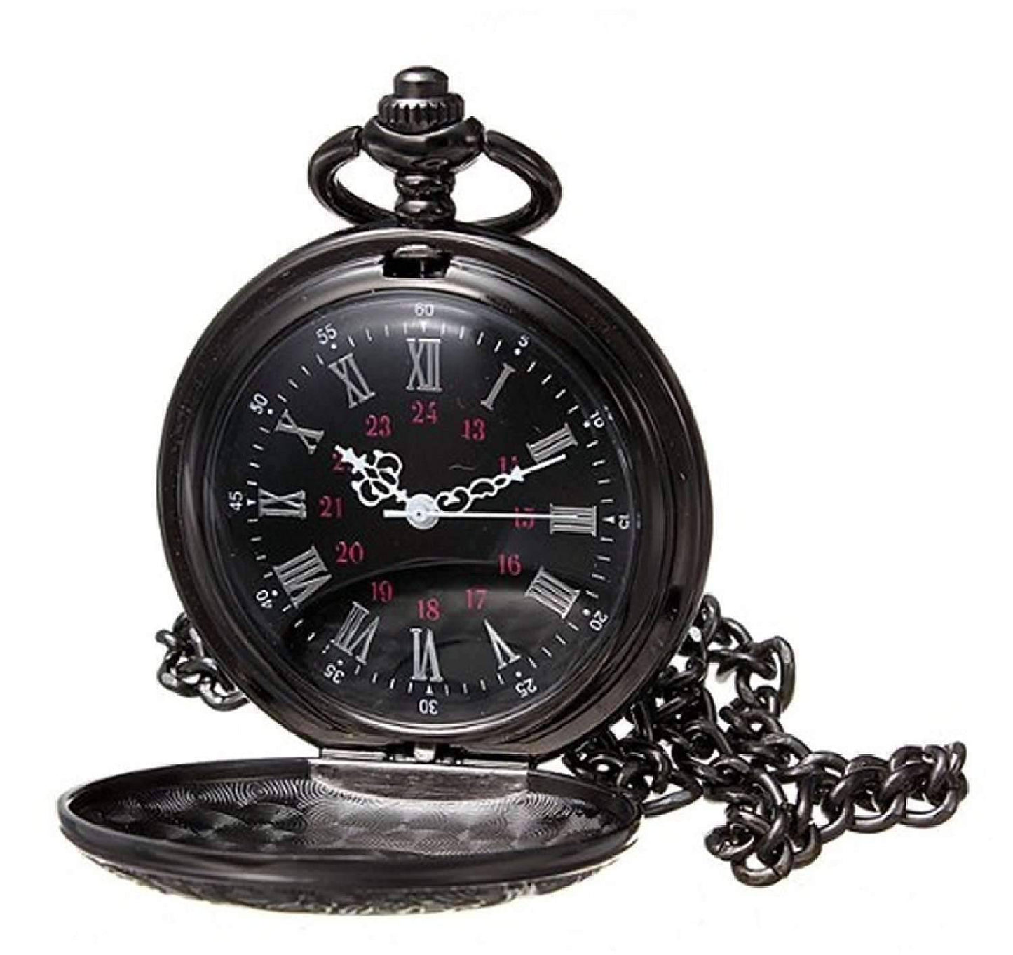 Feshionn IOBI Watches Vintage Gunmetal Window Pocket Watch