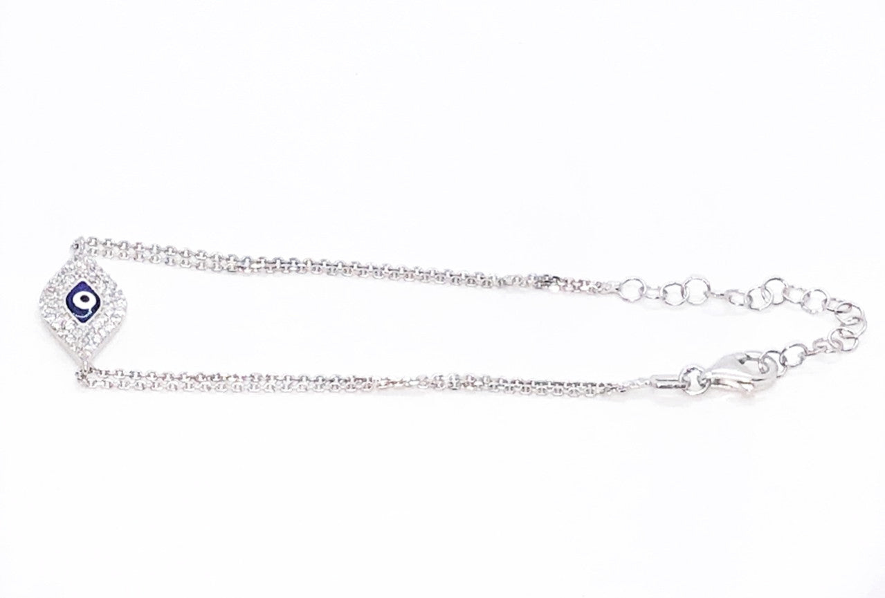 Charming Evil Eye CZ & Sterling Silver Bracelet