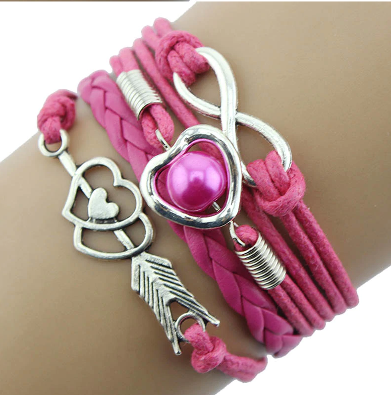 Forever Love Handmade Braided Leather Friendship Bracelet For Woman or A Girl- Six Colors To Choose