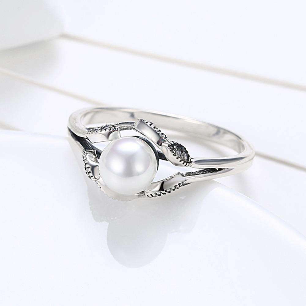 Pearl Blossom Petals and CZ Sterling Silver Ring for Women