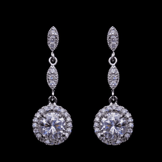 Pavé Triple Drop CZ Halo Earrings