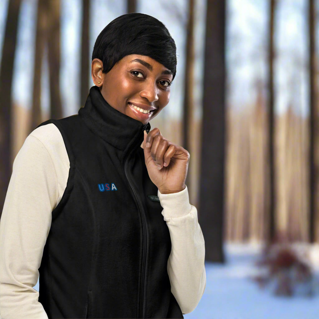 Women’s Columbia Fleece Vest With Pockets Premium Quality Embroidery USA