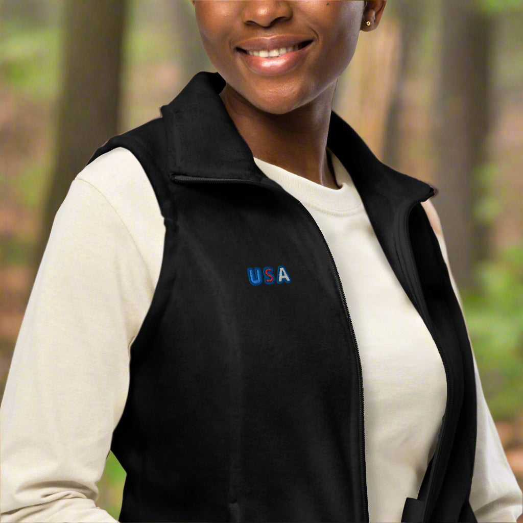 Women’s Columbia Fleece Vest With Pockets Premium Quality Embroidery USA