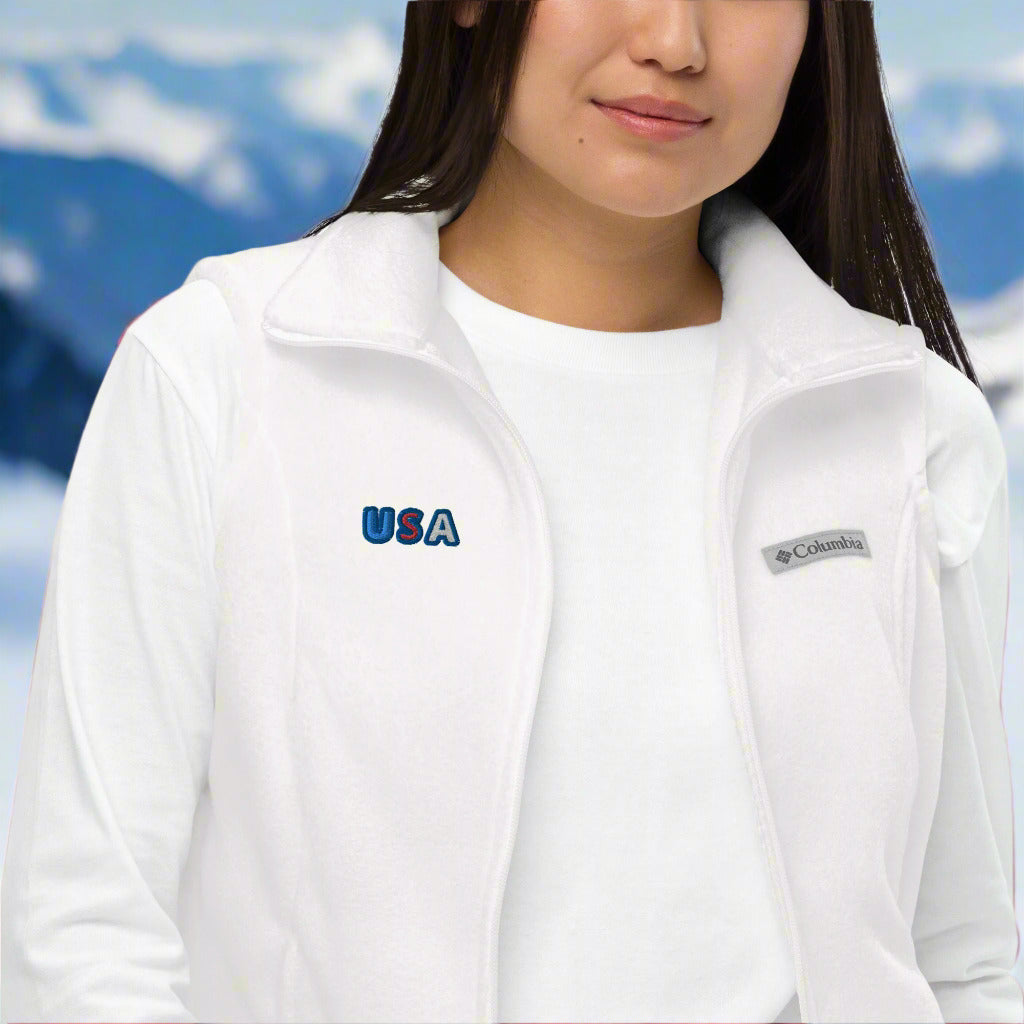 Women’s Columbia Fleece Vest With Pockets Premium Quality Embroidery USA