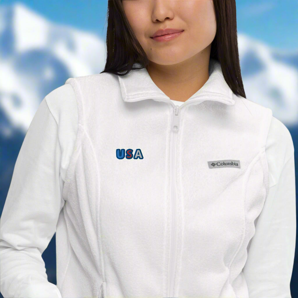 Women’s Columbia Fleece Vest With Pockets Premium Quality Embroidery USA