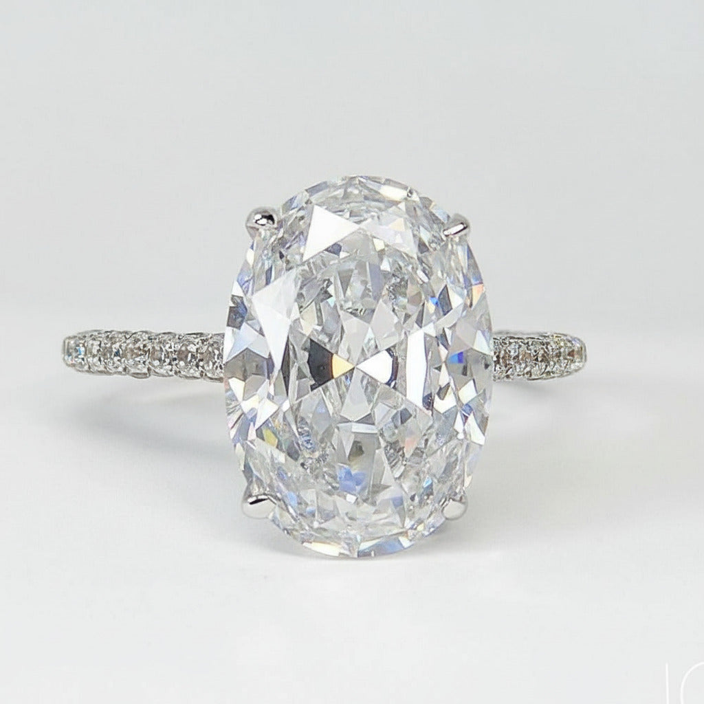 Alexandra 5CT Oval Petite French Pavé Crown OB Simulated Diamond Ring Sterling Silver | Bridal • Engagement • Anniversary