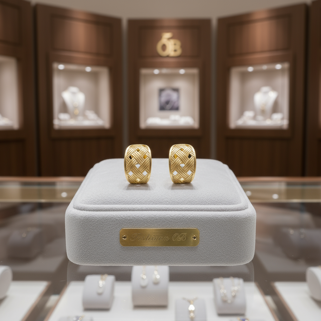 14K Gold Plated Sterling Silver Weave Stud Earrings for Women - Handmade Curved Design