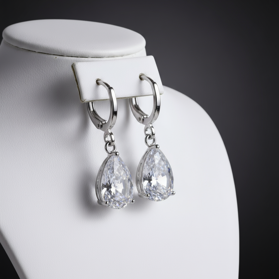 עגילי טיפה קריסטל יוקרתיים מצופים זהב או פלטינה לנשים