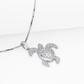 La Mer Pavé Sea Turtle Sterling Silver OB Simulated Diamond Pendant for Woman Bridal Engagement Wedding Anniversary Gift