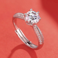 14K White Gold Plated 925 Sterling Silver 1Ct 2Ct 3Ct Certified Real Moissanite Round Brilliant Cut Adjustable Gap Free Band for Women Engagment Wedding Anniversary Promise Ring