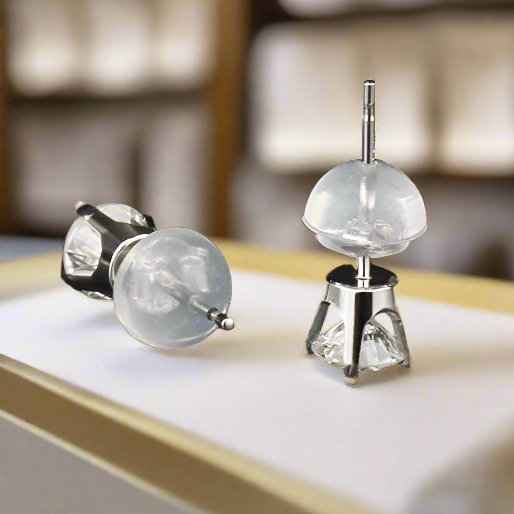 Genuine 0.22CTW Diamond Stud Earrings 14K White Gold by OB