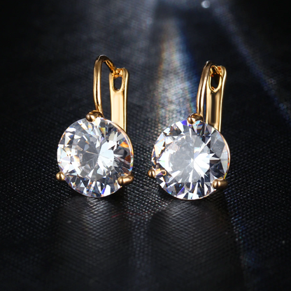 Martini Set 6.8 Carat Zirconia Solitaire 18K Gold Plated Earrings for Women lightweight, suitable for everyday wear