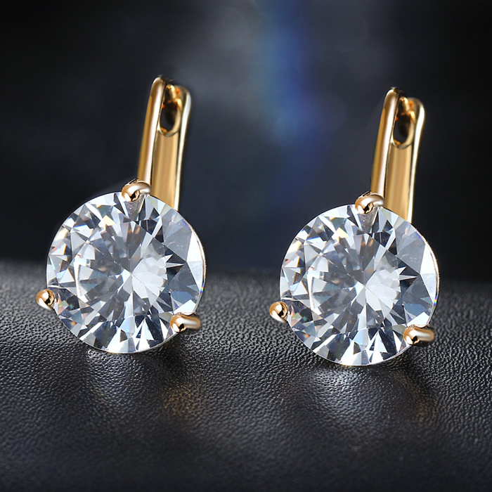 Martini Set 6.8 Carat Zirconia Solitaire 18K Gold Plated Earrings for Women lightweight, suitable for everyday wear