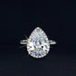 Fiona 4CT Pear Cut Halo OB Simulated Diamond Ring for Women Bridal Engagement Wedding Anniversary Gift