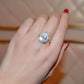 Fiona 4CT Pear Cut Halo OB Simulated Diamond Ring for Women Bridal Engagement Wedding Anniversary Gift