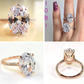 Alexandra LaRosa 5CT Oval Petite French Pavé Crown Rose Gold OB Simulated Diamond 18K Rose Gold Plated Sterling Silver Ring for Women