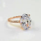 Alexandra LaRosa 5CT Oval Petite French Pavé Crown Rose Gold OB Simulated Diamond 18K Rose Gold Plated Sterling Silver Ring for Women