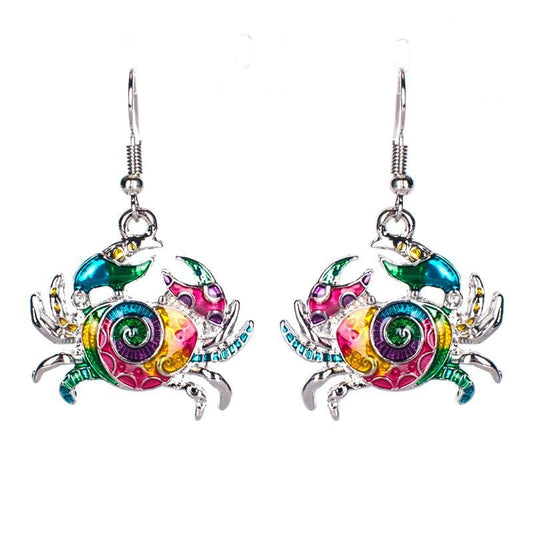 Artsy Crab Enamel Earrings