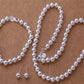 Bead Ensemble Silver Matching Set Ball Studs Classic for Woman Female of Any Age Special Occasion Holiday Birthday Anniversary