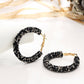 Fun-Tastic Crystal Bold Hoop Earrings for Women in Black, Iridescent Black, or Opalescent White