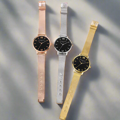 Most Luxurious Black and Mesh Band Watch Unisex