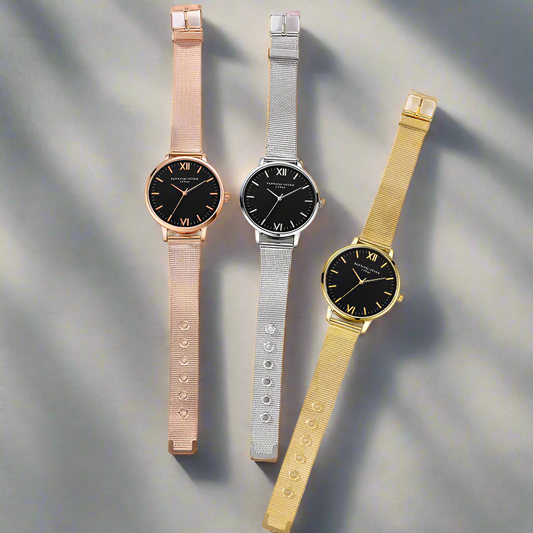 Most Luxurious Black and Mesh Band Watch Unisex