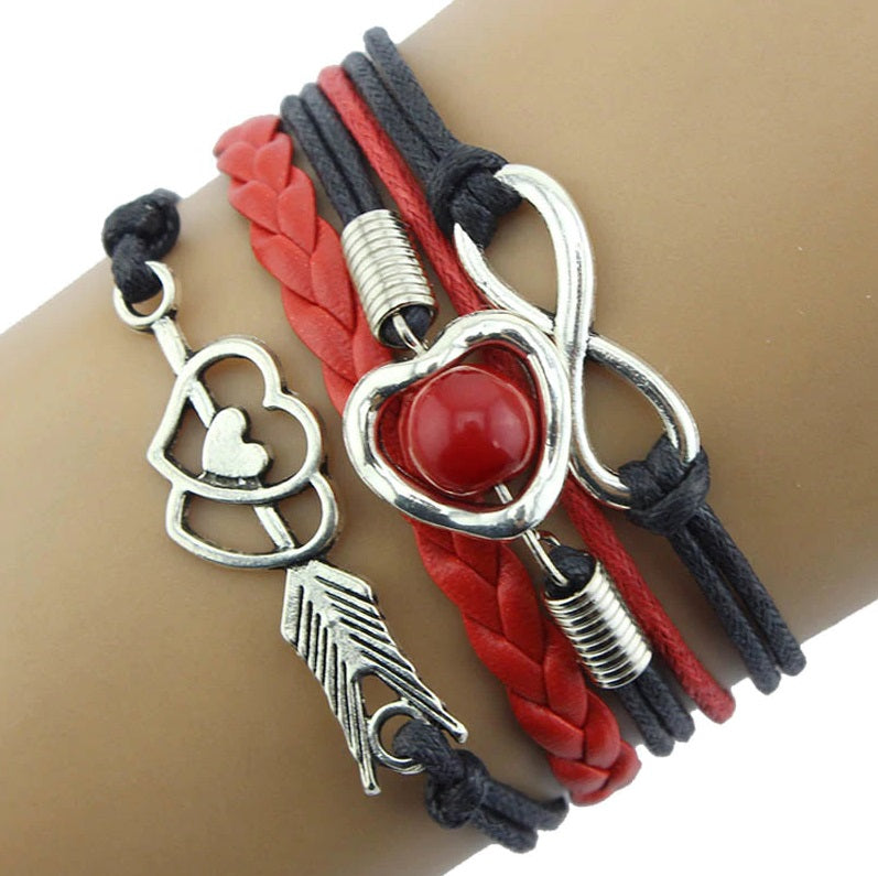 Forever Love Handmade Braided Leather Friendship Bracelet For Woman or A Girl- Six Colors To Choose