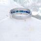 Dyanah En Bleu 1.32CTW Channel Set Princess and Pavé Band OB Simulated Diamond Ring for Women Bridal Engagement Wedding Anniversary Gift