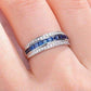 Dyanah En Bleu 1.32CTW Channel Set Princess and Pavé Band OB Simulated Diamond Ring for Women Bridal Engagement Wedding Anniversary Gift