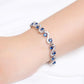 Petite 14K White Gold Plated Sapphire Blue Waves CZ Diamonds Small Wrist Tennis Bracelet for Women Special Occasion