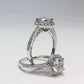 Céleste 1CT Round Cut Halo Set Sterling Silver Platinum Plated OB Simulated Diamond Ring for Woman Bridal Engagement Wedding Anniversary Gift
