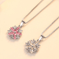 Cherry Blossoms Cubic Zirconia 14K White Gold Plated Necklace for Women