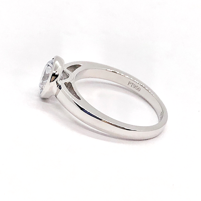 Coco 1.25CT Round Bezel Set OB Simulated Diamond Solitaire Sterling Silver Ring for Women Bridal Engagement Wedding Anniversary Gift