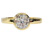 Coco D'ora 1.25CT Round Bezel Set OB Simulated Diamond Solitaire 18K Gold over Sterling Silver Ring for Women Bridal Engagement Wedding Anniversary Gift