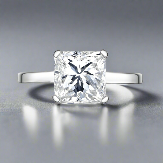 Indira 3CT Princess Cut Solitaire OB Simulated Diamond Sterling Silver Platinum Plated Ring for Woman Bridal Engagement Wedding Anniversary Gift