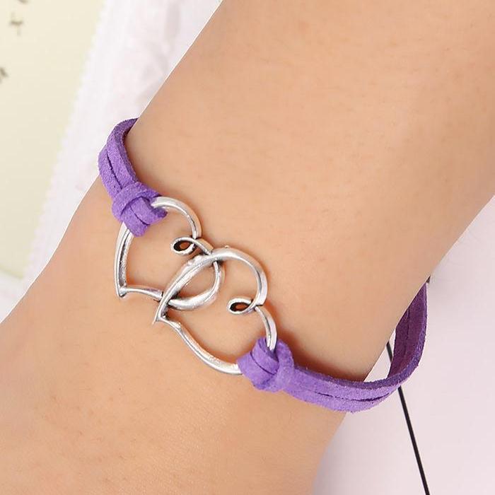 Sweet Hearts Suede Friendship Bracelet in Eight Colors for Woman or Teen