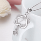 14K White Gold Plated Interlocked Heart Drop CZ Pendant Necklace For Woman