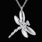 Lucky Dragonfly Pendant Silver Necklace