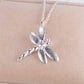 Lucky Dragonfly Pendant Silver Necklace
