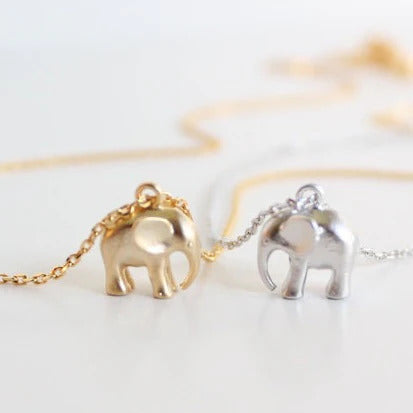 14K Gold Tiniest Cute Elephant Pendant Necklace for Woman