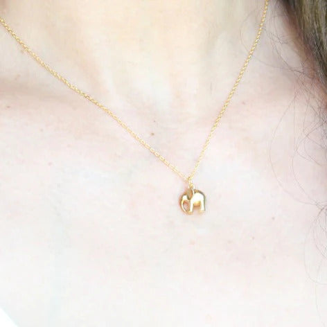 14K Gold Tiniest Cute Elephant Pendant Necklace for Woman