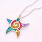Showy Starfish Enamel Pendant Necklace