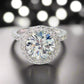 Evangeline 4CT French Pavé Halo In Decorative Crown OB Simulated Diamond Ring for Women Bridal Engagement Wedding Anniversary Gift