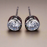 Versatile Bezel Set OB Crystal Stud Earrings – 14K White & Yellow Gold Plated