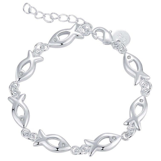 Fish Links Silver Bracelet for Women