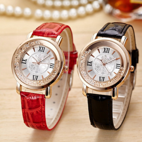 Free Falling Crystal Bezel Wrist Watch
